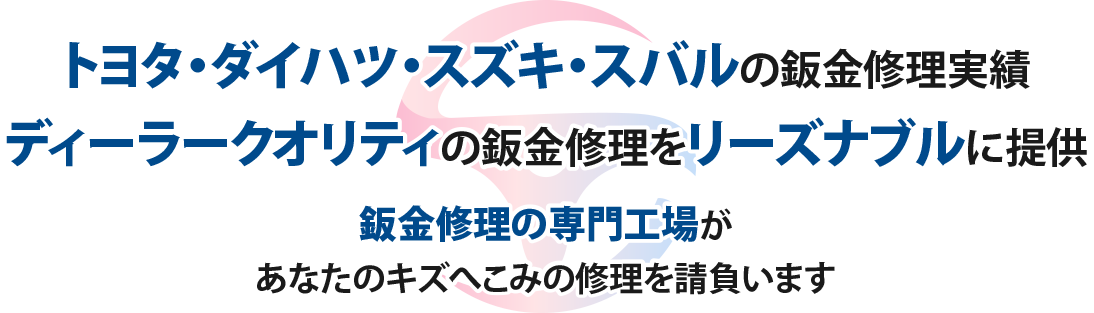 ディーラークオリティの鈑金修理をリーズナブルに提供